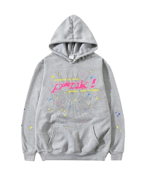 Grey Sp5der Hoodie Pink